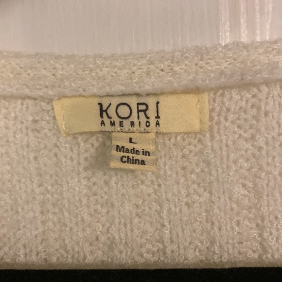 KORI White V-neck Sweater with knit detailing - Picture 4 of 5